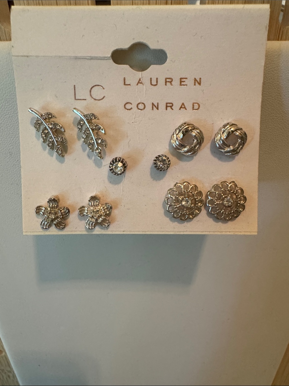 LC Lauren Conrad Silver-Tone Stud Earring Set — 6 Pairs